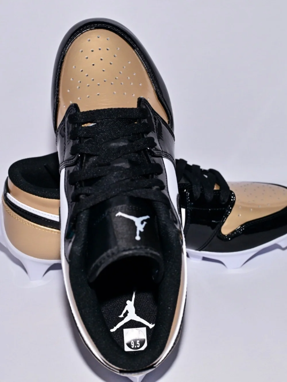 Men's Jordan 1 Low TD Football Cleat Black White Gold Size 9.5 New/Unworn